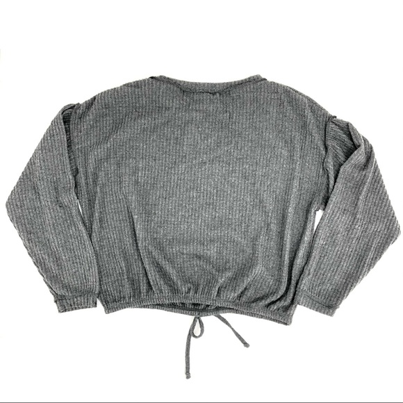 Socialite Gray Long Sleeve Tie Top - Picture 3 of 3